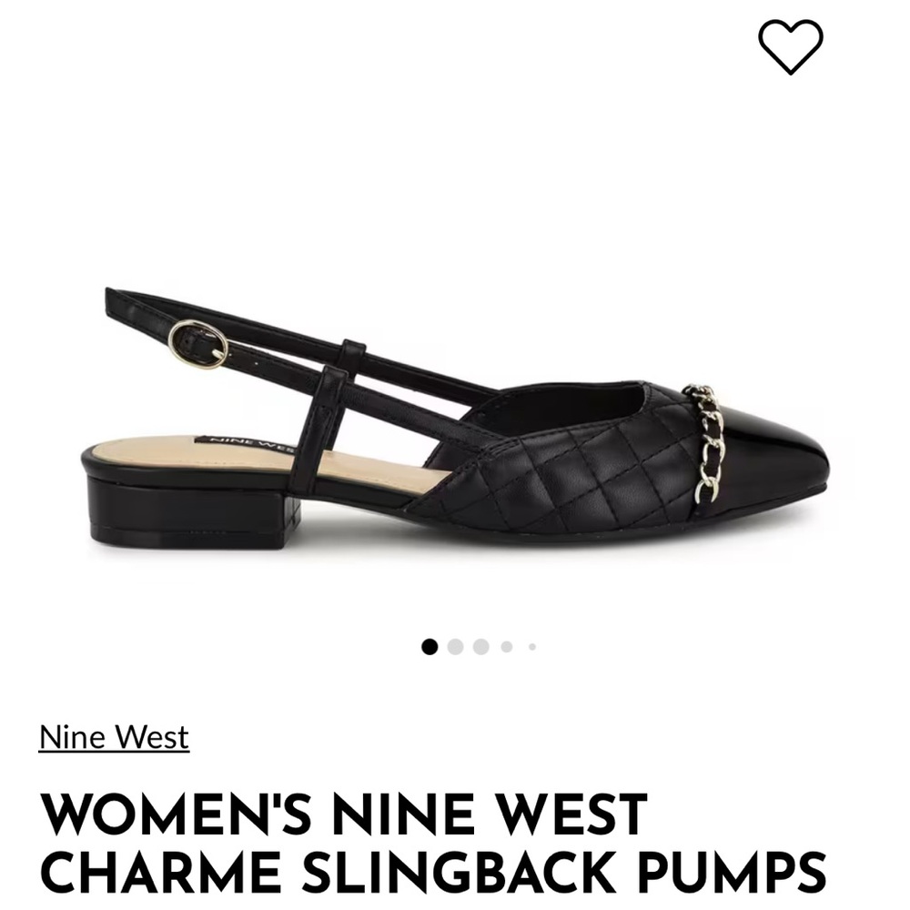 Nine West Black Quilted Slingback Flats